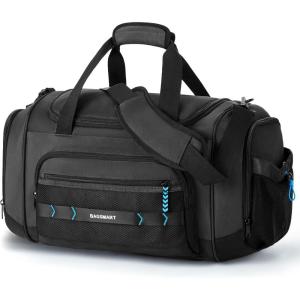 BAGSMART Gym Bag for Men & Women, Sports Travel Duffel Bag Carry-on Bag, Lightweight Weekend Overnight Bag with Shoe Compartment & Wet Pocket, Water-resistant Workout Duffle Bag for Travel Gym -Black(Black)