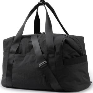 BAGSMART Gym Bag for Women, Carry on Weekender Overnight Bag, Travel Duffel Bags with Trolley Sleeve, Personal Item Travel Bag Tote Bag Workout Dance Bag(Black,Medium)(Black)