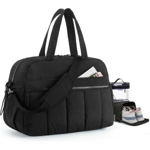 BAGSMART Gym Bag for Women, Duffle Bag for Travel with Wet Pocket, Lightweight Carry on Weekender Duffel, Water Resistant(Black)
