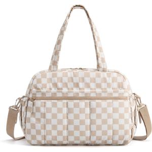 BAGSMART Gym Bag for Women, Duffle Bag for Travel with Wet Pocket, Lightweight Carry on Weekender Duffel, Water Resistant(Retro Checker)
