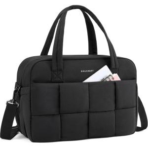 BAGSMART Gym Bag for Women, Personal Item Puffer Duffle Bag, Weekender Overnight Carry On Tote Handag for Travel(Black)