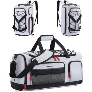 BAGSMART Gym Bag for Women & Men, 35L Sports Travel Duffel Bag with Shoe Compartment，Anti-Theft Carry On Weekender Bag for Airplane, Water Resistant Workout Overnight Backpack for Travel Gym,Grey(Grey)