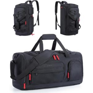 BAGSMART Gym Bag for Women & Men, 35L Sports Travel Duffel Bag with Shoe Compartment，Anti-Theft Carry On Weekender Bag for Airplane, Water Resistant Workout Overnight Backpack for Travel Gym,Grey(Black)