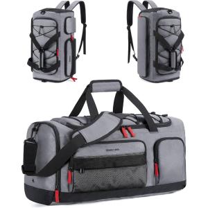 BAGSMART Gym Bag for Women & Men, 35L Sports Travel Duffel Bag with Shoe Compartment，Anti-Theft Carry On Weekender Bag for Airplane, Water Resistant Workout Overnight Backpack for Travel Gym,Grey(Dark Grey)