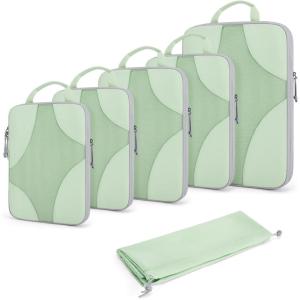 BAGSMART Hanging Compression Packing Cubes, 6 Set Large Suitcase Organizer Bags Set, Cruise Travel Essentials for Women(Fruit Green)