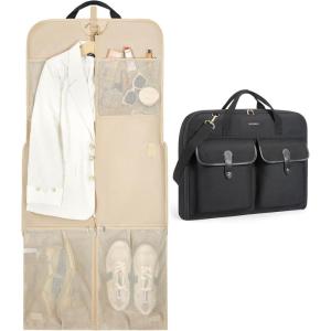 BAGSMART Large Garment Bags for Travel, Carry on Garment Bags for Hanging Clothes, Travel Suit Bag for Shirts Dresses Coats, Black(1-Black)