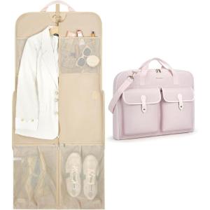 BAGSMART Large Garment Bags for Travel, Carry on Garment Bags for Hanging Clothes, Travel Suit Bag for Shirts Dresses Coats, Black(2-Pink)