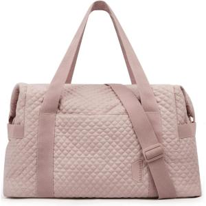 BAGSMART Large Gym Bag with Yoga Mat Buckle, Weekender Overnight Bag for Women, Travel Duffle Bag for Travel Essentials, Carry On Tote Bag Hospital Bag for Labor and Delivery(Pink)