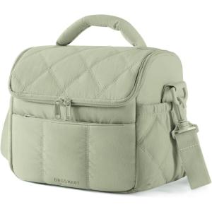BAGSMART Lunch Bag Women, Double Deck Insulated Lunch Box, Quilted Puffer Lunch Tote, Leakproof, Durable & Reusable Large Lunch Cooler For Work Picnic Travel Meal Prep, Sage Green(Sage Green)