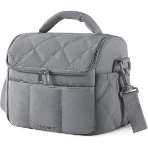 BAGSMART Lunch Bag Women, Double Deck Insulated Lunch Box, Quilted Puffer Lunch Tote, Leakproof, Durable & Reusable Large Lunch Cooler For Work Picnic Travel Meal Prep, Sage Green(Gray)