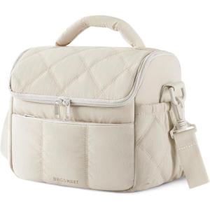 BAGSMART Lunch Bag Women, Double Deck Insulated Lunch Box, Quilted Puffer Lunch Tote, Leakproof, Durable & Reusable Large Lunch Cooler For Work Picnic Travel Meal Prep, Sage Green(Beige)