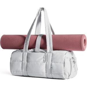 BAGSMART Reiki Mini Gym Bag for Women, Small Dance Bag, Mini Crossbody Bags for Women with Detachable Strap, 5L Shoulder Bag(9.8 * 5.9 * 5.9 inches), Black(15L-Lavender Gray)