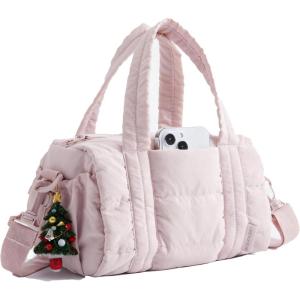 BAGSMART Reiki Mini Gym Bag for Women, Small Dance Bag, Mini Crossbody Bags for Women with Detachable Strap, 5L Shoulder Bag(9.8 * 5.9 * 5.9 inches), Black(5L-Baby Pink)