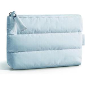 BAGSMART Small Cosmetic Bag, Elegant Roomy Makeup Bags,lipstick pouch,Zipper Pouch,Great Gifts for Women,Travel Waterproof Toiletry Bag Accessories Organizer Gifts (Pink-1 pcs)(02-Baby Blue)