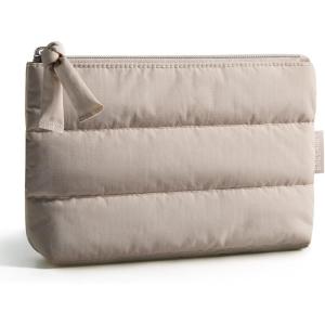 BAGSMART Small Cosmetic Bag, Elegant Roomy Makeup Bags,lipstick pouch,Zipper Pouch,Great Gifts for Women,Travel Waterproof Toiletry Bag Accessories Organizer Gifts (Pink-1 pcs)(02-Camel)