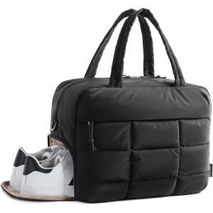 BAGSMART Small Gym Bag for Women, 23L Carry on Travel Duffel Bag, Water-resistant Weekender with Shoe Compartment, Classic