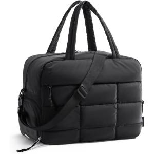 BAGSMART Small Gym Bag for Women, 23L Carry on Travel Duffle, Water-resistant Dance Bag with Shoe Compartment, Black(Black)