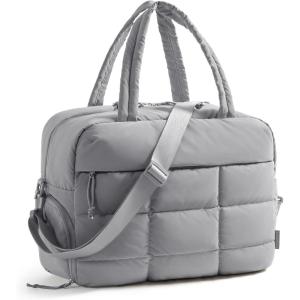 BAGSMART Small Gym Bag for Women, 23L Carry on Travel Duffle, Water-resistant Dance Bag with Shoe Compartment, Black(Grey)