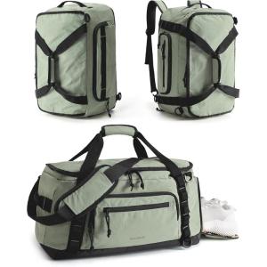 BAGSMART Tactical Gym Bag for Men, 22L Duffle Bag for Travel with Shoe Compartment, 4 in 1 Personal Item Tactical Backpack with 40oz Water Bottle Holder (A-Military Black)(J-Greenish Gray)