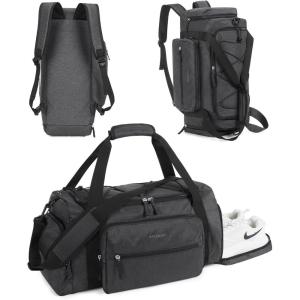 BAGSMART Tactical Gym Bag for Men, 22L Duffle Bag for Travel with Shoe Compartment, 4 in 1 Personal Item Tactical Backpack with 40oz Water Bottle Holder (A-Military Black)(E-Black)