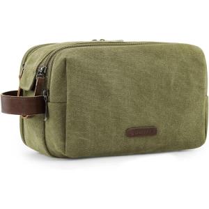 BAGSMART Toiletry Bag for Men, Canvas Travel Toiletry Organizer Dopp Kit Water-resistant Shaving Bag for Toiletries Accessories,Navy Blue-Medium(Green)