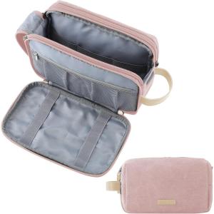 BAGSMART Toiletry Bag for Men, Canvas Travel Toiletry Organizer Dopp Kit Water-resistant Shaving Bag for Toiletries Accessories,Navy Blue-Medium(Pink)