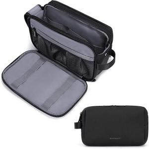 BAGSMART Toiletry Bag for Men, Travel Toiletry Organizer Dopp Kit Water-resistant Shaving Bag for Toiletries Accessories, Door Room Essentials,Black-large(Black)