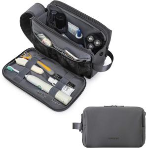 BAGSMART Toiletry Bag for Men, Travel Toiletry Organizer Dopp Kit Water-resistant Shaving Bag for Toiletries Accessories, Door Room Essentials,Black-large(Grey)