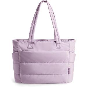 BAGSMART Tote Bag for Women, Lightweight Puffy Tote Bag with Compartments Shoulder Bag Handbag for Travel, Work, Gym(Pinkish-purple)