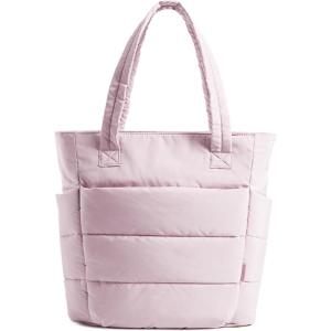 BAGSMART Tote Bag for Women, Lightweight Puffy Tote Bag with Compartments Shoulder Bag Handbag for Travel, Work, Gym(Slim Size-pink)