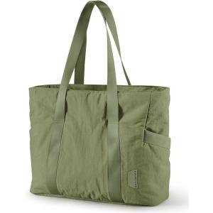 BAGSMART Tote Bag for Women, Tote Bag with Zipper Work Tote with Compartments Nurse Shoulder Hanbag for Travel, Gym(Army Green)