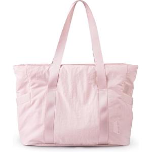 BAGSMART Tote Bag for Women, Tote Bag with Zipper Work Tote with Compartments Nurse Shoulder Hanbag for Travel, Gym(B-pink-24l-fits 15.6″ Laptop)