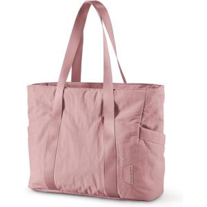 BAGSMART Tote Bag for Women, Tote Bag with Zipper Work Tote with Compartments Nurse Shoulder Hanbag for Travel, Gym(E-dark Pink-24l-fits 15.6″ Laptop)