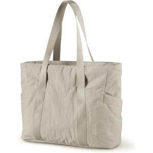 BAGSMART Tote Bag for Women, Tote Bag with Zipper Work Tote with Compartments Nurse Shoulder Hanbag for Travel, Gym(Grayish Brown)
