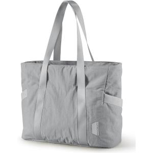 BAGSMART Tote Bag for Women, Tote Bag with Zipper Work Tote with Compartments Nurse Shoulder Hanbag for Travel, Gym(Grey)