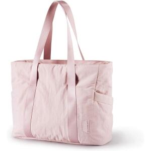 BAGSMART Tote Bag for Women, Tote Bag with Zipper Work Tote with Compartments Nurse Shoulder Hanbag for Travel, Gym(Pink 1)