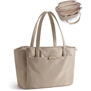 BAGSMART Tote Bag for Women with Compartments, Work Tote Bag with Zipper Women Purse Crossbody Shoulder Handbag with Strap(Coffee Brown)