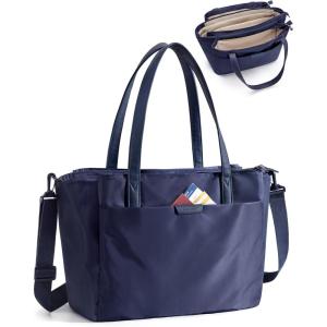 BAGSMART Tote Bag for Women with Compartments, Work Tote Bag with Zipper Women Purse Crossbody Shoulder Handbag with Strap(Navy Blue)