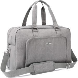 BAGSMART Weekender Bags for Women, Travel Duffle Overnight Bag Personal Item Bag with Shoe Bag for Travel Essentials(Light Grey)