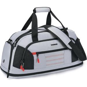 Gym Bag for Men Women, BAGSMART Expandable Sports Travel Duffel Bag, Lightweight Workout Bag with Shoe Compartment & Wet Pocket, Water Resistant Weekend Overnight Duffle Bag for Travel Gym, Grey