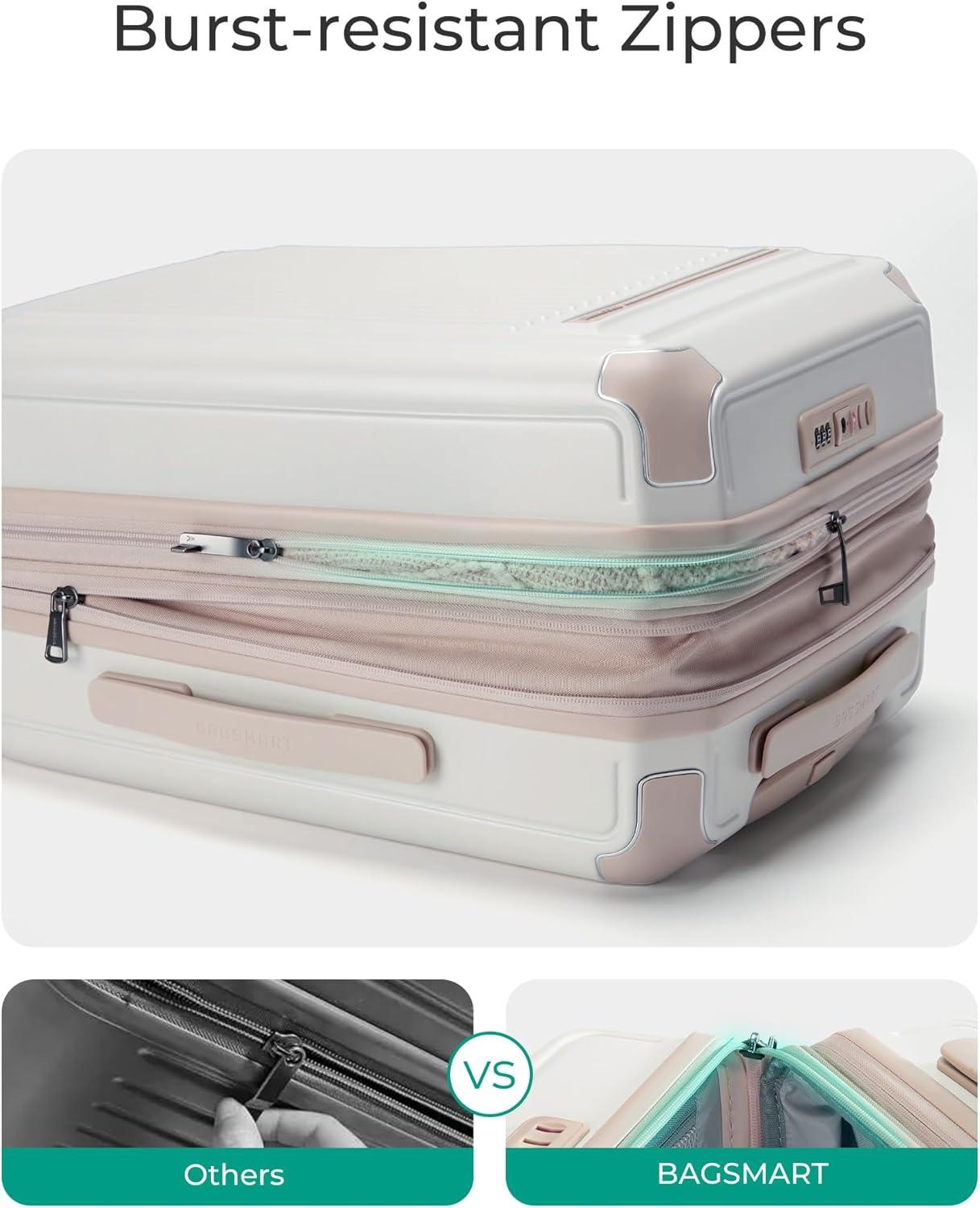 imageBAGSMART 20 inch Carry on Luggage with Spinner Wheel Lightweight Carry on Suitcase TSA Lock Hard Shell Carry on Luggage 22x14x9 Airline Approved Travel Suitcase SliverSliver
