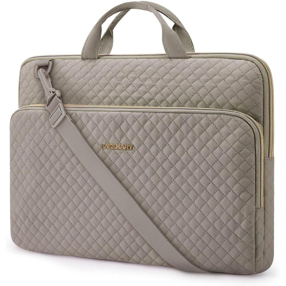 imageBAGSMART 13Inch Laptop Sleeve Black PolyesterGrayShoulder Strap