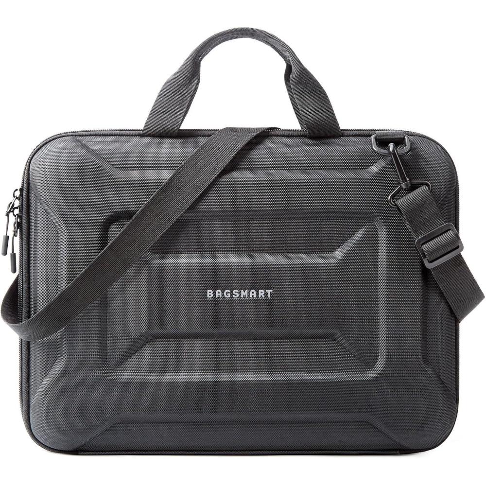 imageBAGSMART 15616 inch Laptop Computer Case with StrapShockproof Waterproof Laptop Bag with Sturdy HandleCarrying Laptop Sleeve for 15quot DellHPMacBook ProsBlackBlack