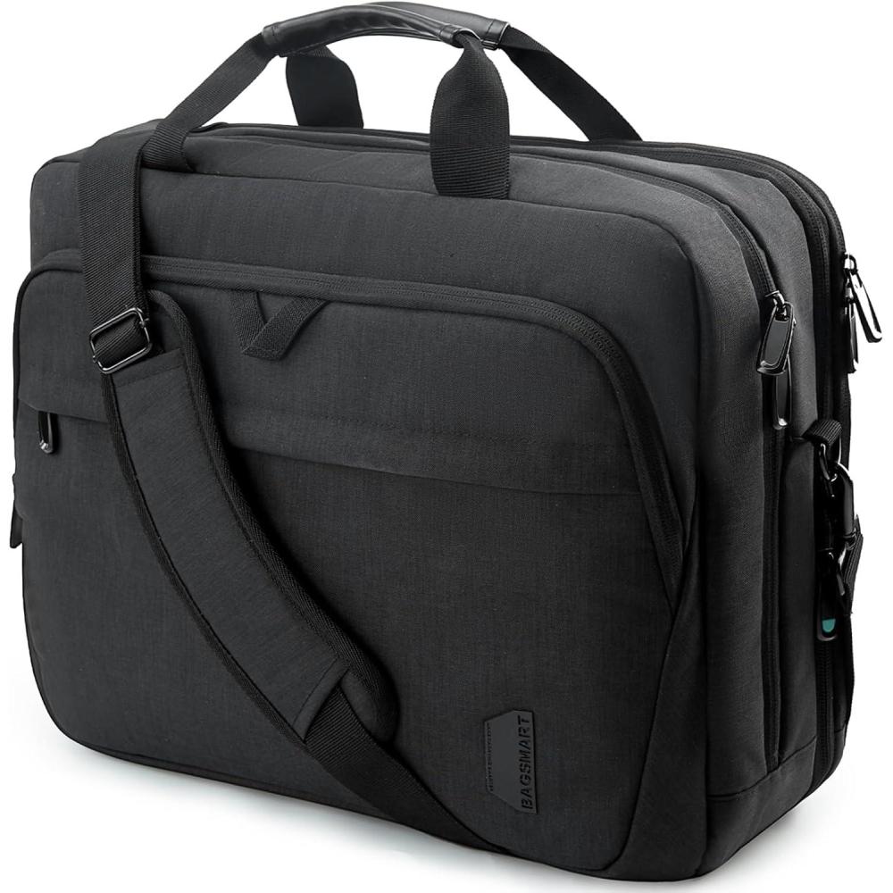 imageBAGSMART 173 Inch Laptop Bag Expandable Computer Bag Laptop Briefcase Men WomenLaptop Shoulder BagWork Bag Business Travel Office BlackBlack173 Inch