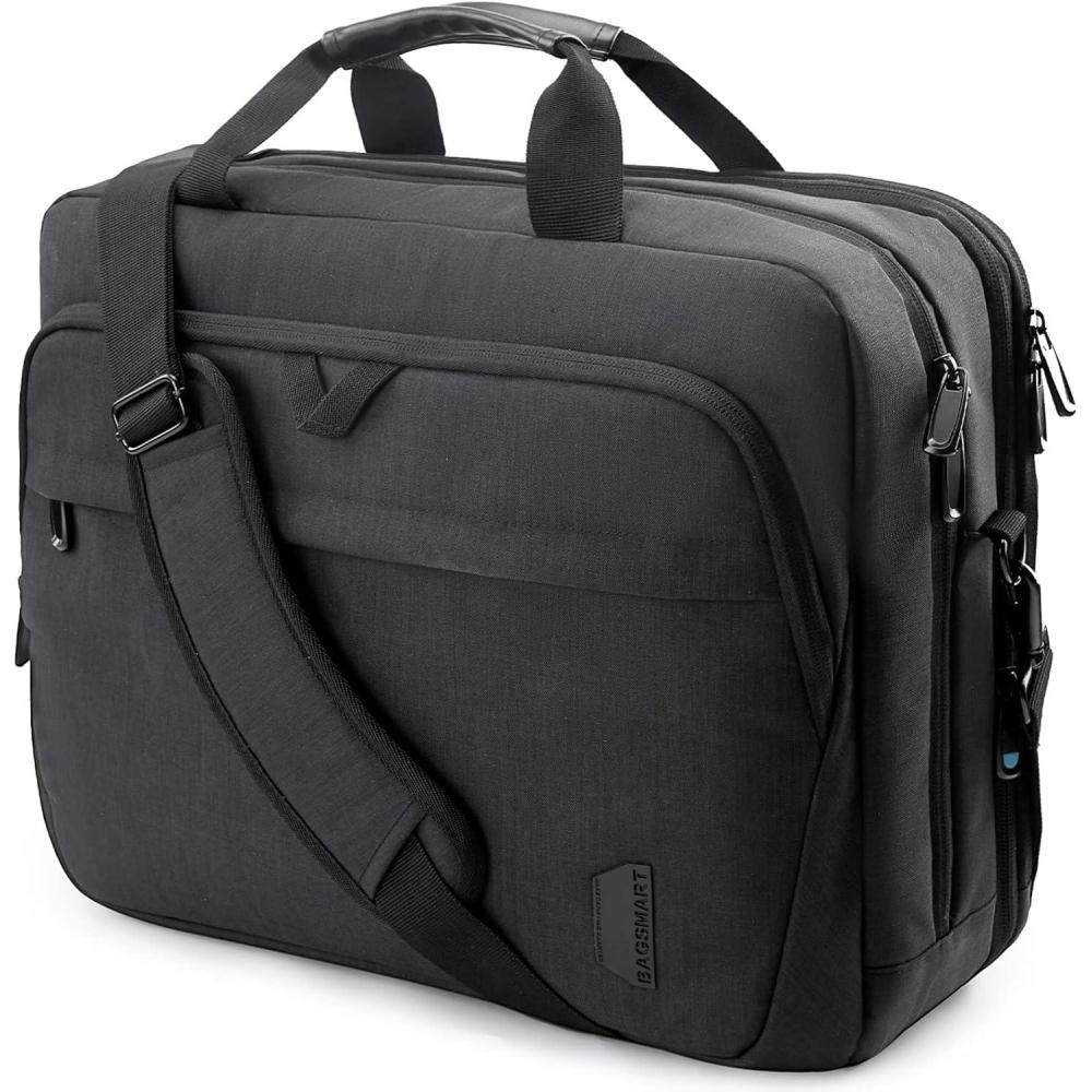 imageBAGSMART 173 Inch Laptop Bag Expandable Computer Bag Laptop Briefcase Men WomenLaptop Shoulder BagWork Bag Business Travel Office BlackBlack184 Inch