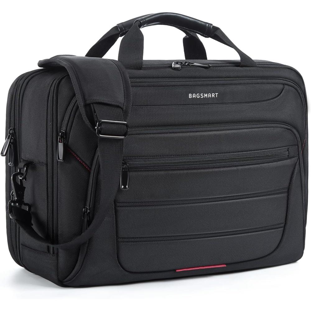 imageBAGSMART 173 Inch Laptop Bag Expandable Laptop Briefcase Computer Bag for Men Mens Work Bag for Business Travel Black1black