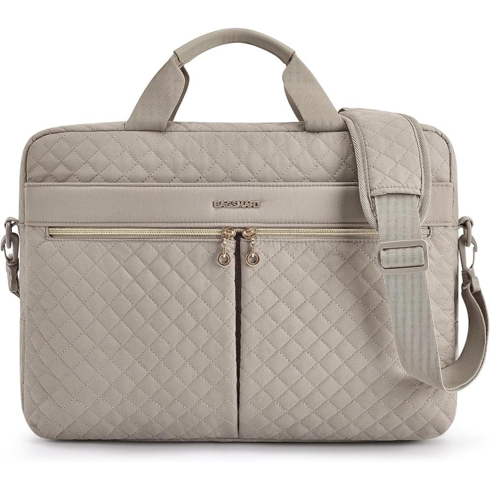 imageBAGSMART 173156 Inch Laptop Bag Briefcase for Women Computer Messenger Bag Office Travel Business BlackWarm Gray