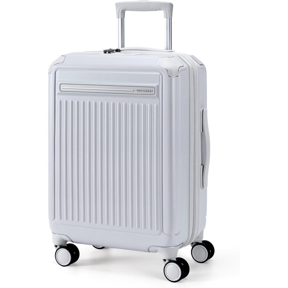 imageBAGSMART 20 inch Carry on Luggage with Spinner Wheel Lightweight Carry on Suitcase TSA Lock Hard Shell Carry on Luggage 22x14x9 Airline Approved Travel Suitcase SliverSliver