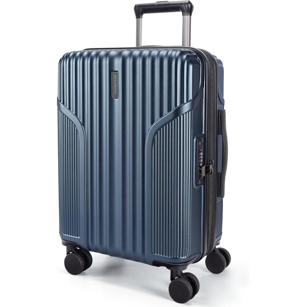 imageBAGSMART Carry On Luggage 22x14x9 Airline Approved Lightweight luggage with Spinner Wheels 20 Inch Expandable Hardside Carry On Suitcase with TSA Lock Rolling Travel suitcase CarryOn BlackDark Blue