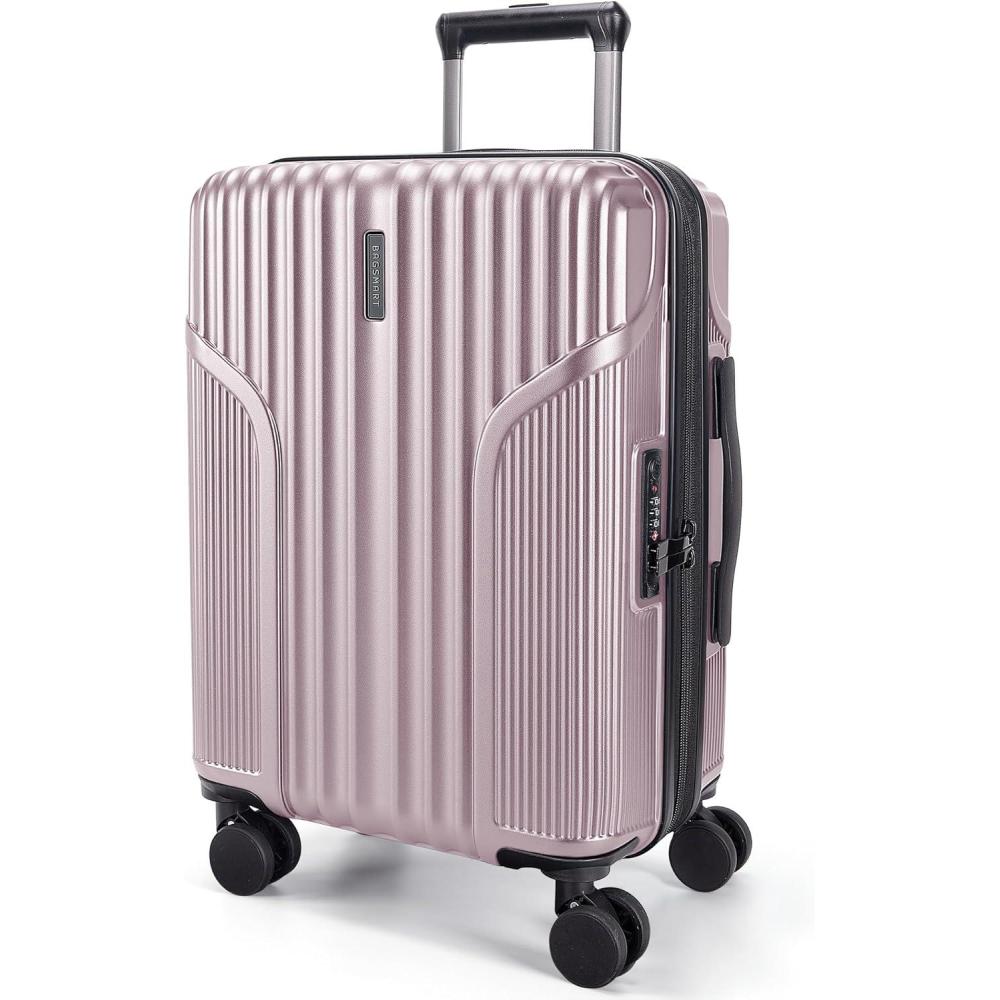 imageBAGSMART Carry On Luggage 22x14x9 Airline Approved Lightweight luggage with Spinner Wheels 20 Inch Expandable Hardside Carry On Suitcase with TSA Lock Rolling Travel suitcase CarryOn BlackPink Lavender